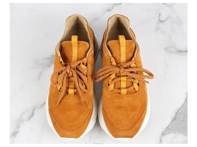 Hermès Sneakers Suede Drive Gold Marrone - vista 9