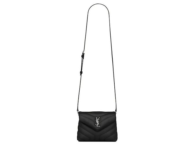 Saint Laurent Loulou Toy Schultertasche aus gestepptem Leder Schwarz/Silber - Ansicht 2