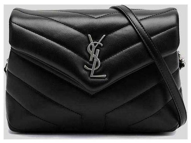 Saint Laurent Loulou Toy Schultertasche aus gestepptem Leder Schwarz/Silber - Ansicht 4