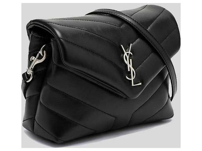 Saint Laurent Loulou Toy Schultertasche aus gestepptem Leder Schwarz/Silber - Ansicht 5