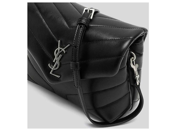 Saint Laurent Loulou Toy Schultertasche aus gestepptem Leder Schwarz/Silber - Ansicht 6