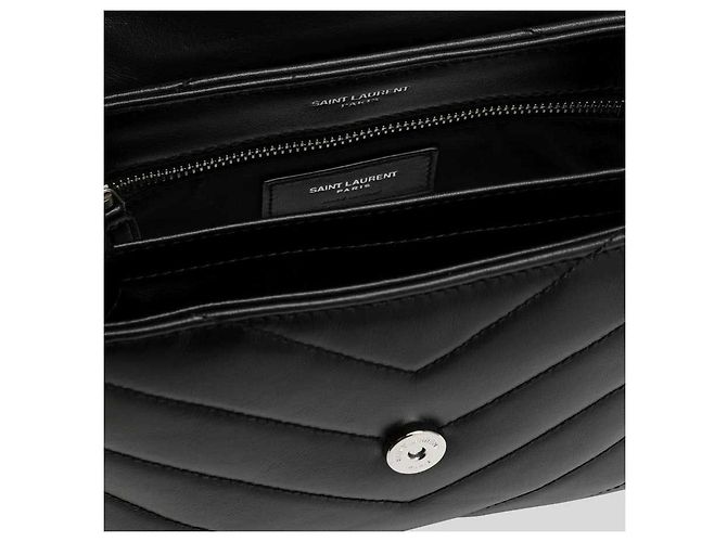 Saint Laurent Loulou Toy Schultertasche aus gestepptem Leder Schwarz/Silber - Ansicht 7