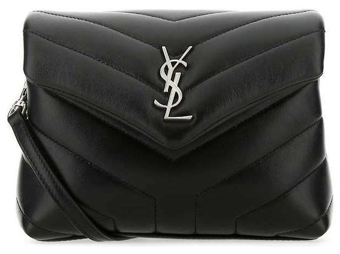 Saint Laurent Loulou Toy Schultertasche aus gestepptem Leder Schwarz/Silber - Ansicht 9