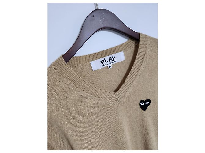 Comme Des Garcons Strickware für Herren beige und schwarz mit Patch Braun - Ansicht 2