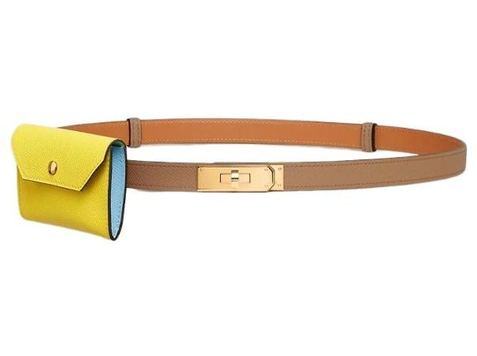 Hermès Cinturón Kelly Pocket Eteop para mujer con hebilla dorada Naranja - vista 2