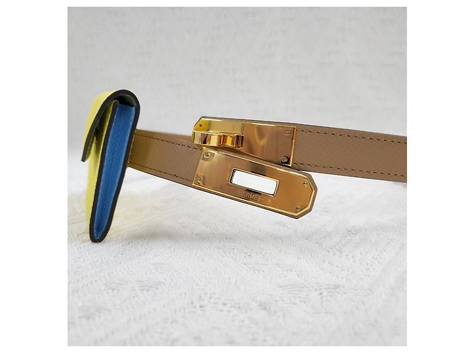 Hermès Cinturón Kelly Pocket Eteop para mujer con hebilla dorada Naranja - vista 7