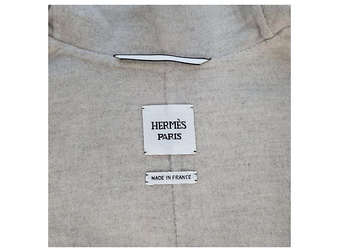 Hermès Abrigo de cachemira para mujer Beige Castaño - vista 10