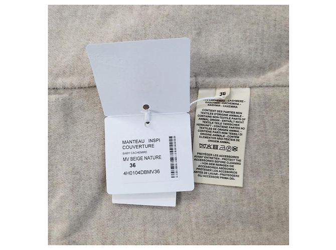 Hermès Abrigo de cachemira para mujer Beige Castaño - vista 11