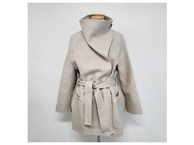 Hermès Abrigo de cachemira para mujer Beige Castaño - vista 5