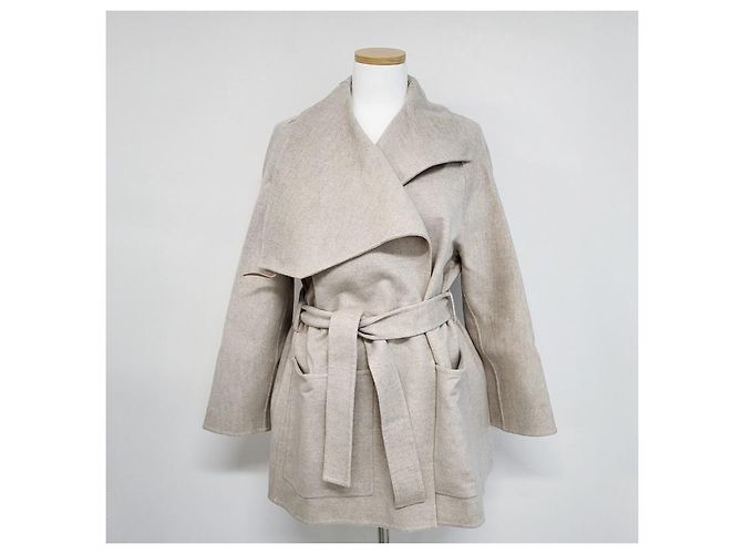 Hermès Abrigo de cachemira para mujer Beige Castaño - vista 6
