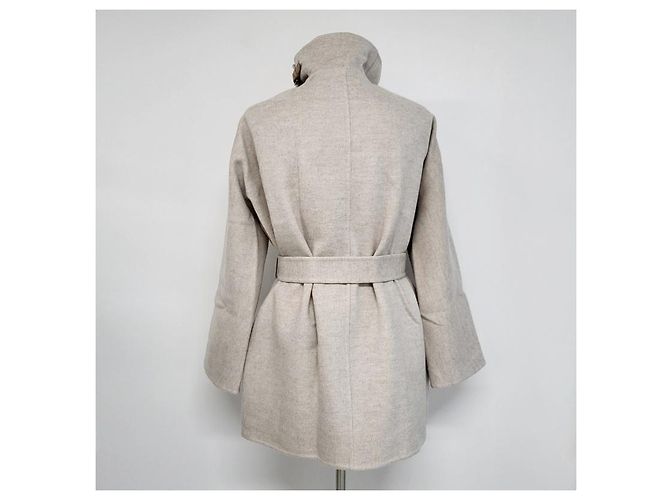 Hermès Abrigo de cachemira para mujer Beige Castaño - vista 7