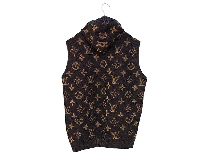 Louis Vuitton Gilet con Cappuccio Monogram Lurex Marrone - vista 2
