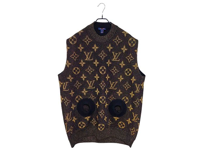 Louis Vuitton Gilet con Cappuccio Monogram Lurex Marrone - vista 4