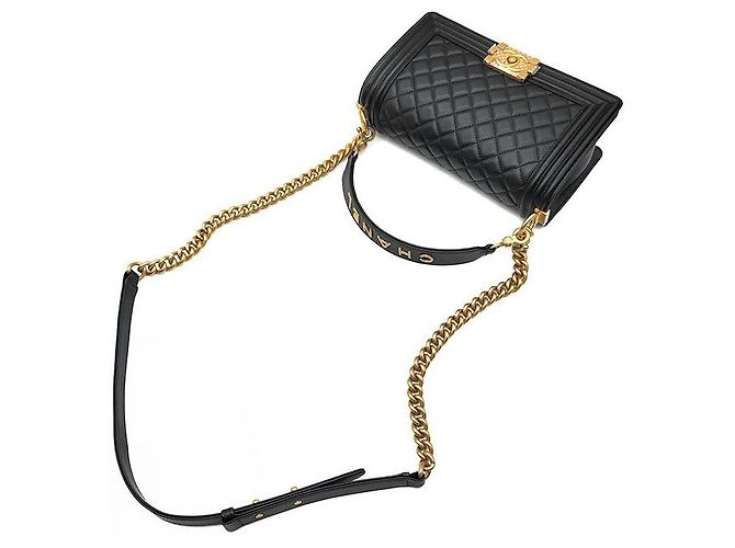 Chanel Boy Handtasche mit Tragegriff aus Lammleder Größe Medium Schwarz - Ansicht 4