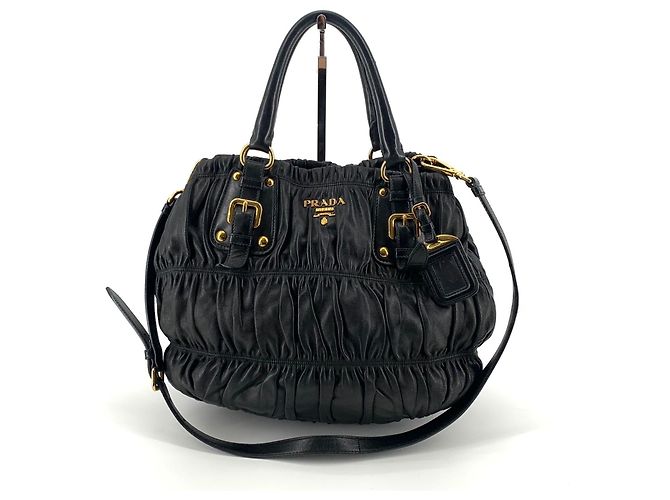 Prada Borsa a Spalla e Tote in Nappa Gauffre Nero - vista 2