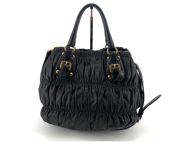 Prada Borsa a Spalla e Tote in Nappa Gauffre Nero - vista 5