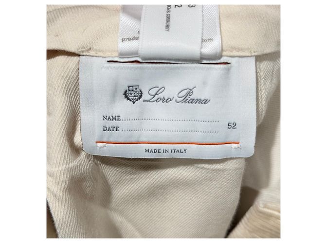 Loro Piana Pantaloni in cotone a coste color Avorio Bianco - vista 11