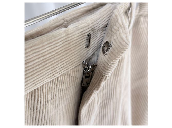 Loro Piana Pantaloni in cotone a coste color Avorio Bianco - vista 3