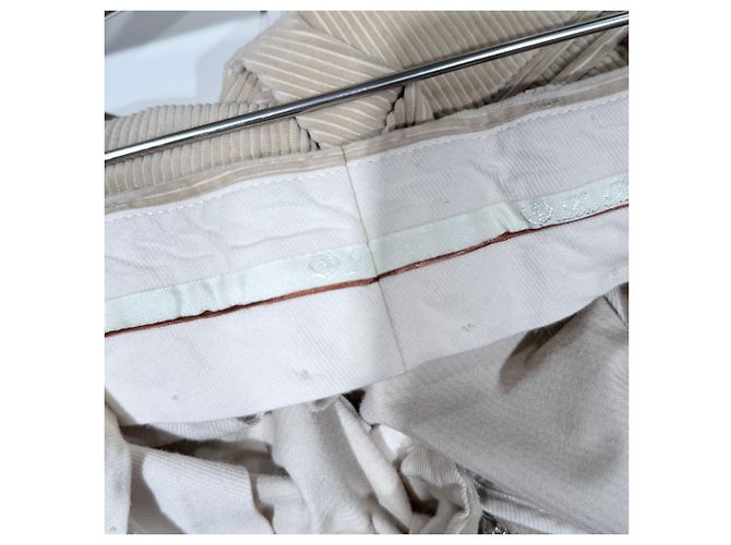 Loro Piana Pantaloni in cotone a coste color Avorio Bianco - vista 7
