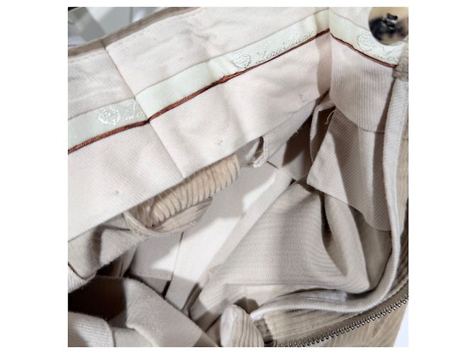 Loro Piana Pantaloni in cotone a coste color Avorio Bianco - vista 8