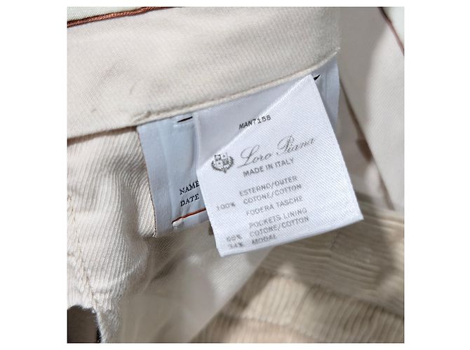 Loro Piana Pantaloni in cotone a coste color Avorio Bianco - vista 9