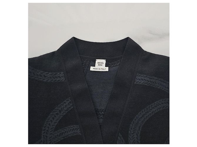 Hermès Leichter Strickstrickcardigan mit langen Ärmeln für Damen Schwarz - Ansicht 10