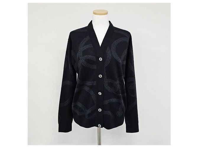 Hermès Leichter Strickstrickcardigan mit langen Ärmeln für Damen Schwarz - Ansicht 7