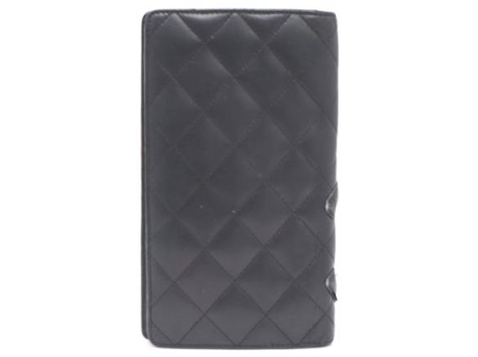 Cartera larga para mujer Chanel Camellia CC de piel de cordero Negro - vista 12