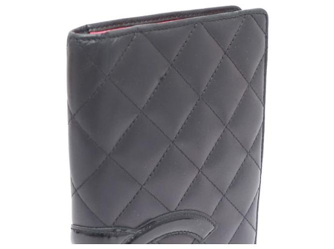 Cartera larga para mujer Chanel Camellia CC de piel de cordero Negro - vista 13