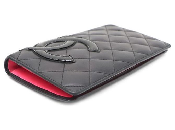 Cartera larga para mujer Chanel Camellia CC de piel de cordero Negro - vista 14