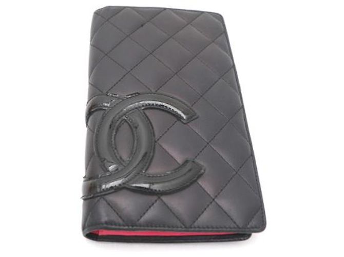 Cartera larga para mujer Chanel Camellia CC de piel de cordero Negro - vista 15