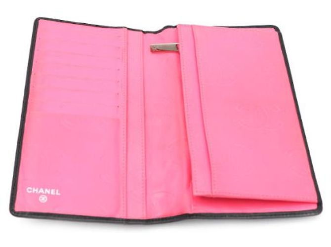 Cartera larga para mujer Chanel Camellia CC de piel de cordero Negro - vista 16
