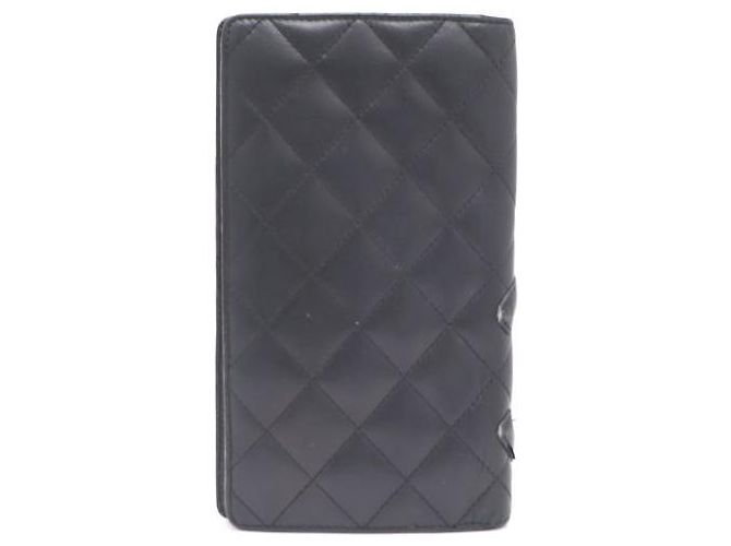 Cartera larga para mujer Chanel Camellia CC de piel de cordero Negro - vista 3