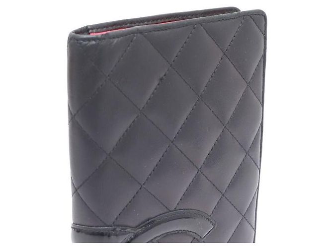 Cartera larga para mujer Chanel Camellia CC de piel de cordero Negro - vista 4