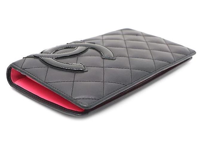 Cartera larga para mujer Chanel Camellia CC de piel de cordero Negro - vista 5