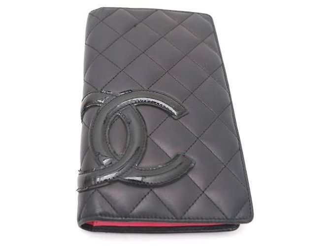 Cartera larga para mujer Chanel Camellia CC de piel de cordero Negro - vista 6