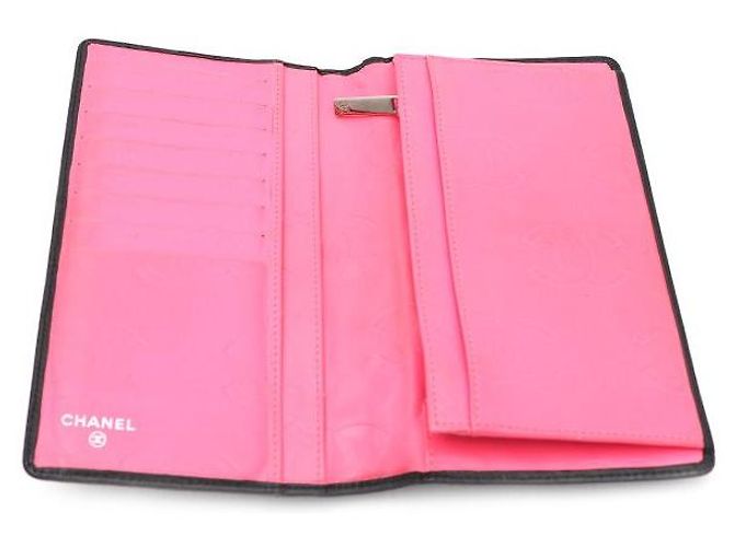Cartera larga para mujer Chanel Camellia CC de piel de cordero Negro - vista 7
