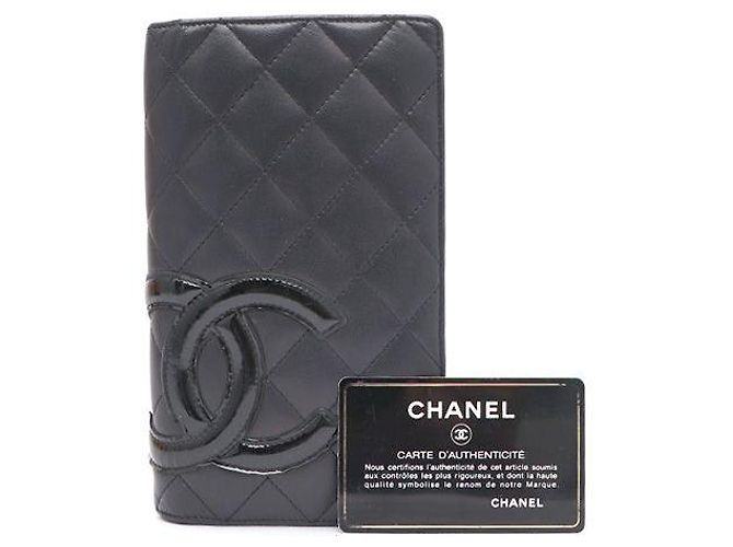 Cartera larga para mujer Chanel Camellia CC de piel de cordero Negro - vista 8