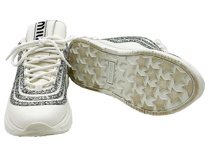 Miu Miu Sneakers in pelle bianca e cristalli Bianco - vista 5