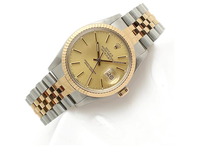 Rolex Orologio combinato da uomo Datejust con indice oro champagne D'oro - vista 2