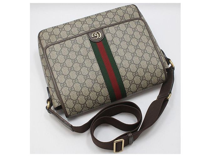Gucci Borsa a tracolla Ophidia Medium Messenger Crossbody Marrone - vista 3