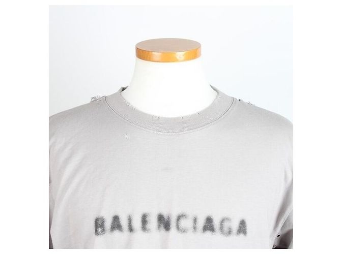 Balenciaga Vintage Logo Jersey T-Shirt Grau Braun - Ansicht 5
