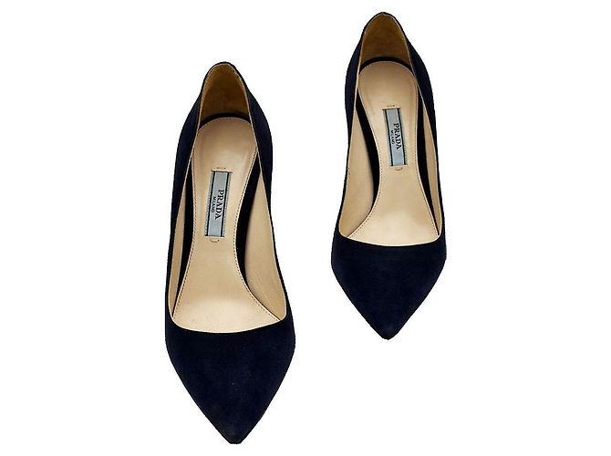 Prada Décolleté stiletto in scamosciato blu notte - vista 2