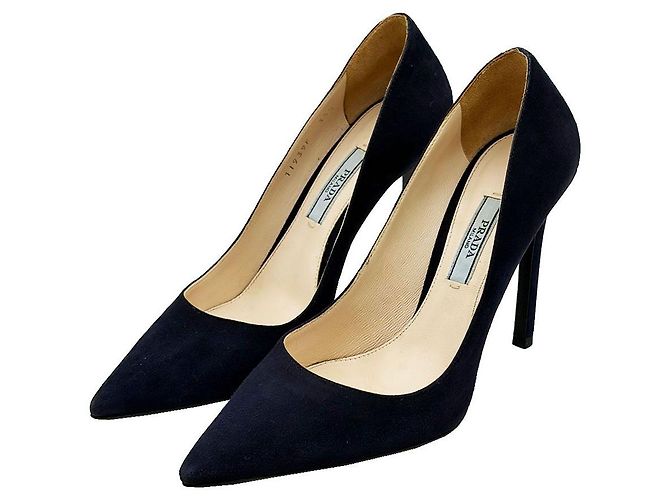 Prada Décolleté stiletto in scamosciato blu notte - vista 3