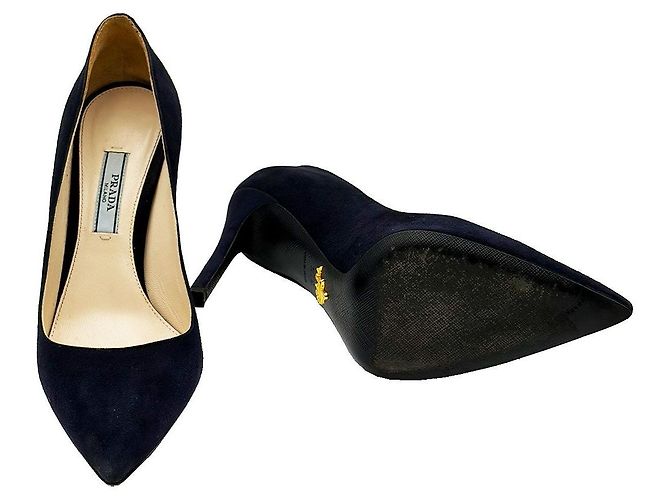 Prada Décolleté stiletto in scamosciato blu notte - vista 4