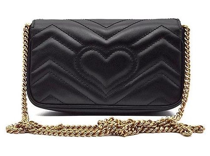 Gucci Bolsa transversal Super Mini Marmont Matelassé Preto - vista 3