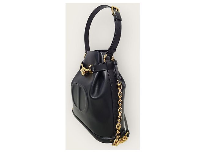 Dior Borsa bucket media in pelle con logo CD in rilievo nero - vista 3
