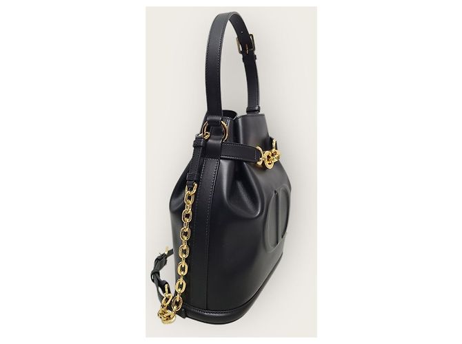 Dior Borsa bucket media in pelle con logo CD in rilievo nero - vista 4