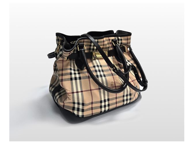 Burberry GOLDERTON Haymarket Check Ledertasche in Braun - Ansicht 3