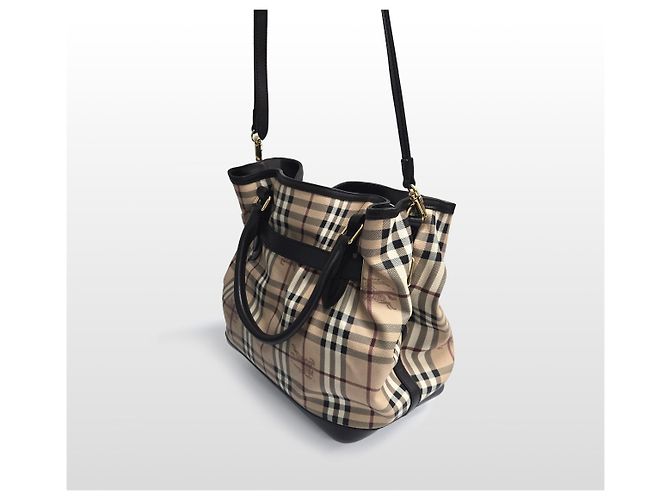 Burberry GOLDERTON Haymarket Check Ledertasche in Braun - Ansicht 4